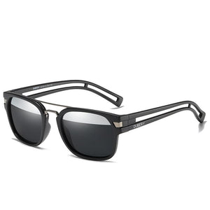 Men's Plastic Frame Polarized Square Shaped Vintage Sunglasses