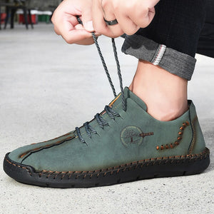 Men's Round Toe Split Leather Patchwork Casual Wear Sneakers