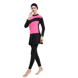 Women's Arabian Polyester Full Sleeves Patchwork Swimwear Dress
