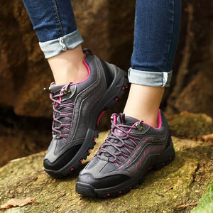 Women's Leather Round Toe Lace Up Closure Breathable Sport Shoes