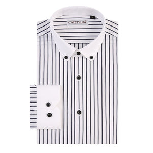 Men's Cotton Turn-down Collar Full Sleeves Striped Pattern Shirts