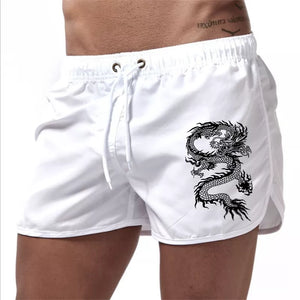 Men's Polyester Drawstring Closure Printed Pattern Breathable Shorts