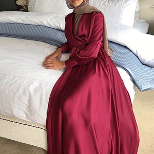 Women's Arabian V-Neck Polyester Full Sleeves Casual Dresses