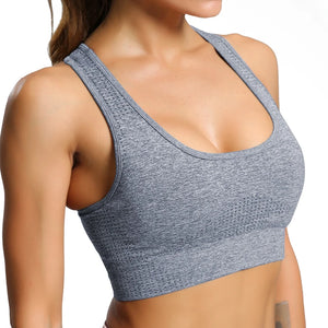 Women's Nylon O-Neck Sleeveless Shockproof Workout Crop Top