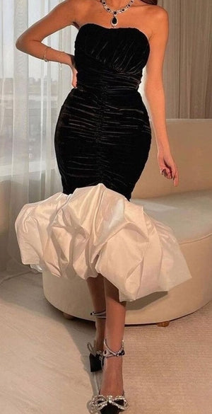 Women's Polyester Off-Shoulder Sleeveless Evening Elegant Dress