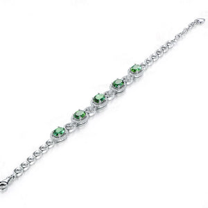 Women's 100% 925 Sterling Silver Spinel Geometric Shape Bracelet