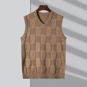Men's Acrylic V-Neck Sleeveless Casual Wear Knitted Sweater