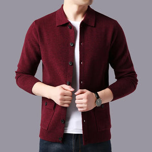 Men's Polyester Turn-Down Collar Full Sleeves Casual Sweaters