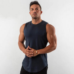 Men's Cotton Sleeveless Gym Fitness Running Workout Plain Tops