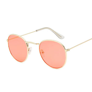 Women's Alloy Frame Acrylic Lens Round Shaped Vintage Sunglasses