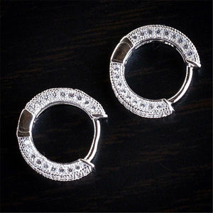 Women's 100% 925 Sterling Silver Zircon Geometric Hoop Earrings