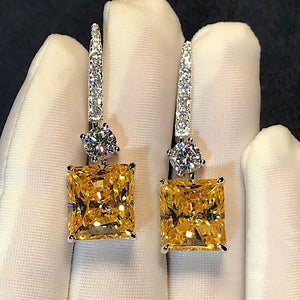 Women's 100% 925 Sterling Silver Diamond Geometric Drop Earrings