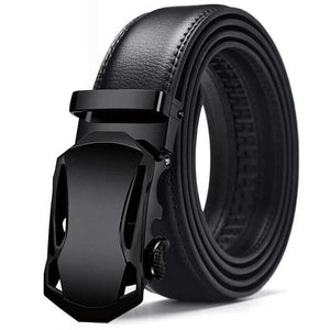 Men's Genuine Leather Strap Alloy Automatic Buckle Plain Belt
