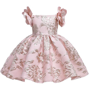 Kid's Girl Satin Square-Neck Sleeveless Vintage Wedding Dress