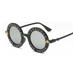 Women's Alloy Frame Acrylic Lens Round Shape UV400 Sunglasses