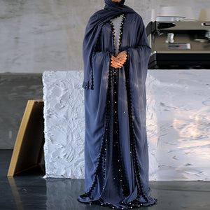 Women's Arabian V-Neck Polyester Full Sleeves Elegant Abaya