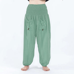 Women's Polyester High Elastic Waist Solid Pattern Casual Trousers