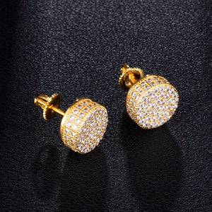 Women's Copper Cubic Zirconia Rhinestone Round Stud Earrings