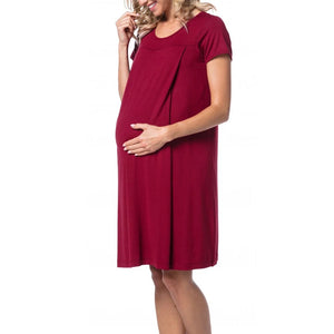 Women's Spandex O-Neck Short Sleeve Breastfeeding Maternity Top