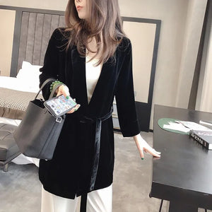 Women's Polyester Notched Full Sleeve Single Button Solid Blazer