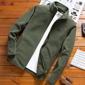 Men's Stand Collar Polyester Full Sleeves Zipper Closure Jacket