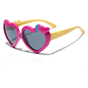Kid's Acetate Frame TAC Lens Heart Shaped Flexible Sunglasses