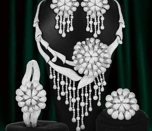 Women's Copper Cubic Zirconia Luxury Bridal Wedding Jewelry Sets