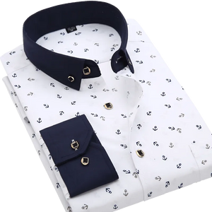 Men's Polyester Fiber Turndown Collar Full Sleeves Casual Shirts