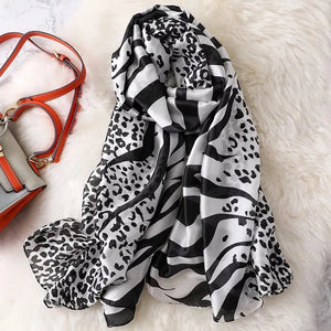 Women's Polyester Neck Wrap Leopard Pattern Luxury Beach Scarves