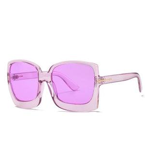 Women's Resin Frame Square Shape Oversized Vintage Sunglasses