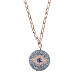 Women's Copper Cubic Zirconia Round Pattern Classic Necklace