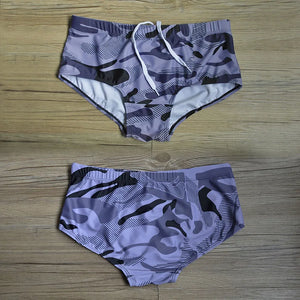 Men's Polyester Elastic Closure Camouflage Swimwear Printed Brief