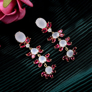 Women's Copper Cubic Zirconia Luxury Waterdrop Dangle Earrings