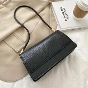 Women's Leather Cover Closure Crossbody Crocodile Pattern Handbag