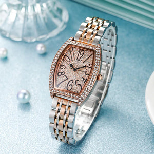 Women's Stainless Steel Tonneau Shaped Waterproof Luxury Watch