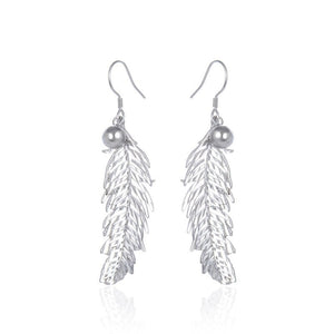 Women's 100% 925 Sterling Silver Feather Pattern Party Earrings