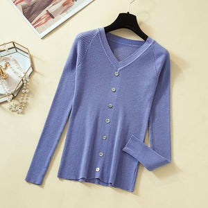 Women's Acetate V-Neck Full Sleeves Casual Wear Pullover Sweaters