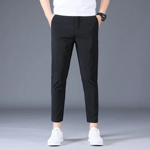Men's Polyester Zipper Fly Closure Solid Pattern Formal Pants