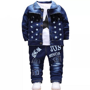 Kid's Turn-Down Collar Long Sleeve Star Printed Casual Clothes
