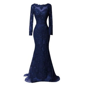 Women's Polyester Boat Neck Full Sleeves Evening Party Dress