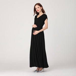 Women's V-Neck Spandex Short Sleeves Breastfeeding Maternity Dress