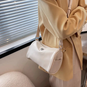 Women's PU Zipper Closure Solid Pattern Casual Shoulder Bag