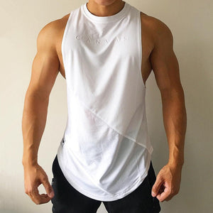 Men's Polyester O-Neck Sleeveless Letter Pattern Gym Sport Tops