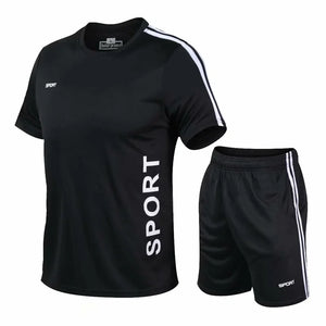 Men's Polyester Short Sleeve T-Shirt With Shorts Workout Set