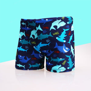 Kid's Polyester Elastic Waist Quick-Dry Printed Swimwear Shorts