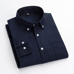 Men's Cotton Turn-Down Collar Single Breasted Formal Wear Shirt