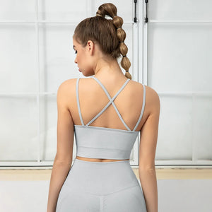Women's Nylon O-Neck Sleeveless Breathable Yoga Sexy Crop Top