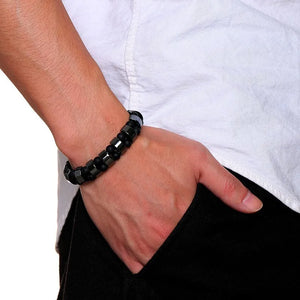 Men's Stainless Steel Easy-Hook Clasp Trendy Round Bracelet