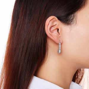 Women's Copper Cubic Zirconia Trendy Safety Pin Shape Earrings