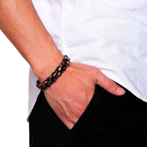 Men's Stainless Steel Easy-Hook Clasp Trendy Round Bracelet